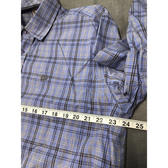 Cinch Mens Size Medium  Long Sleeve Button Down Plaid Shirt Green/blue - Picture 6 of 9